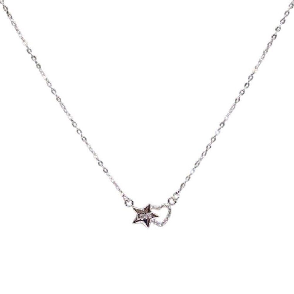 Love Star Pendant Necklace Sliver Tone For Women‎